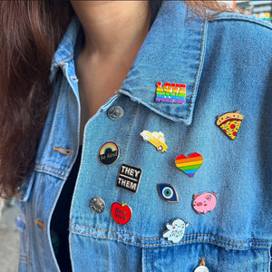 Rainbow Pride love enamel pin