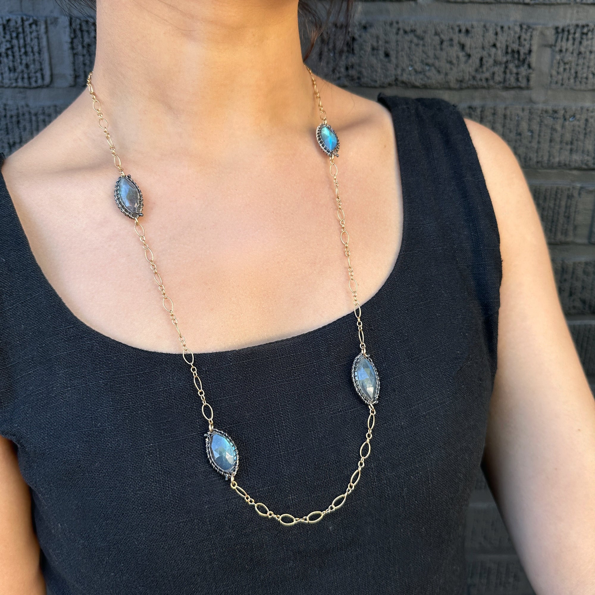 MISHA -LABRADORITE PIECES NECKLACE