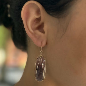 Misha - sapphire wrapped drop earrings