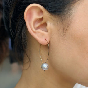 Misha - Baroque Pearl and Topaz Hoop earrings