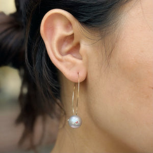 Misha - Baroque Pearl and Topaz Hoop earrings