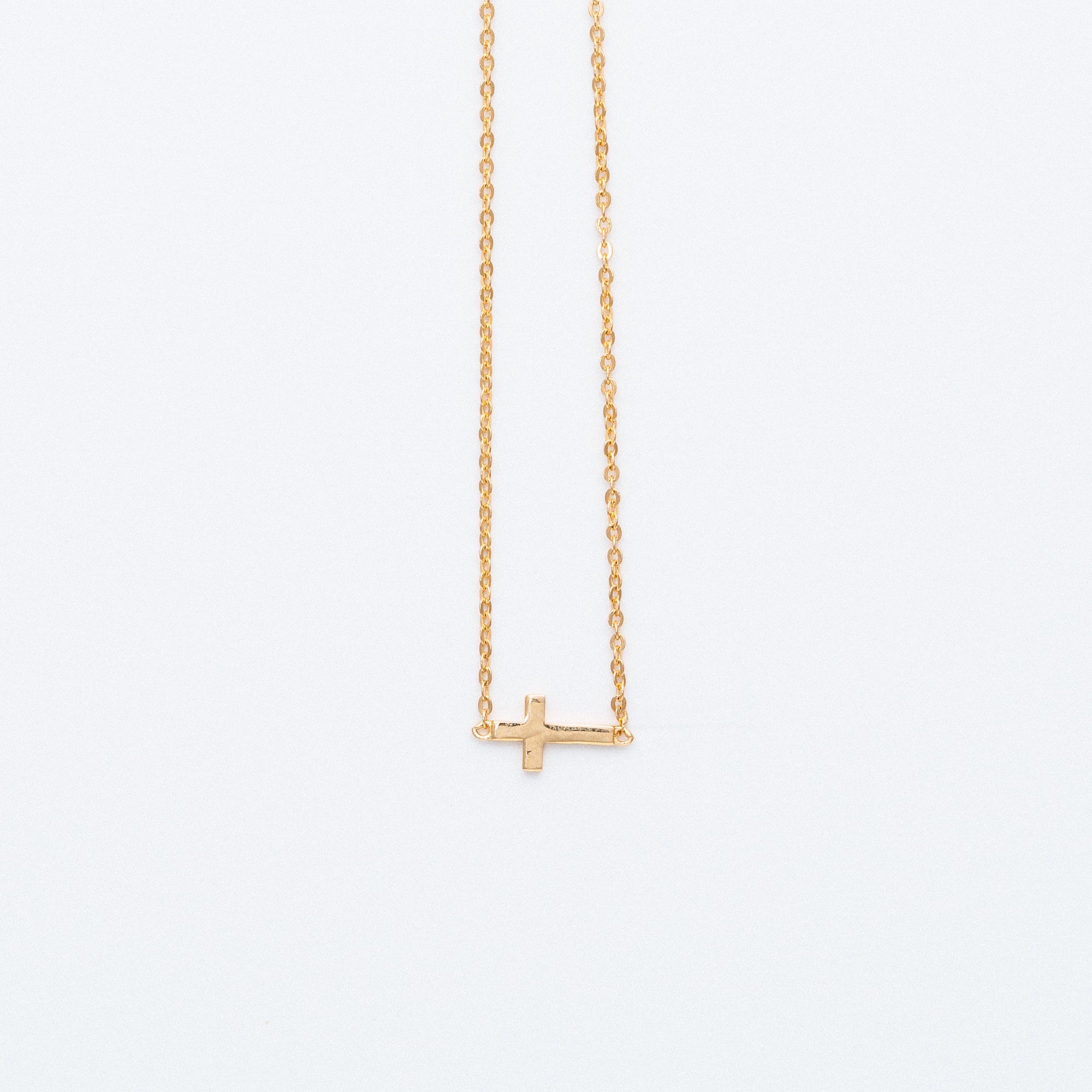 NSC - Mini Sideway Cross Necklace in Yellow Gold Plated