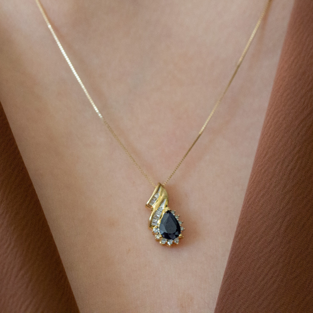 NFC - Pear shaped gemstone and diamond necklace