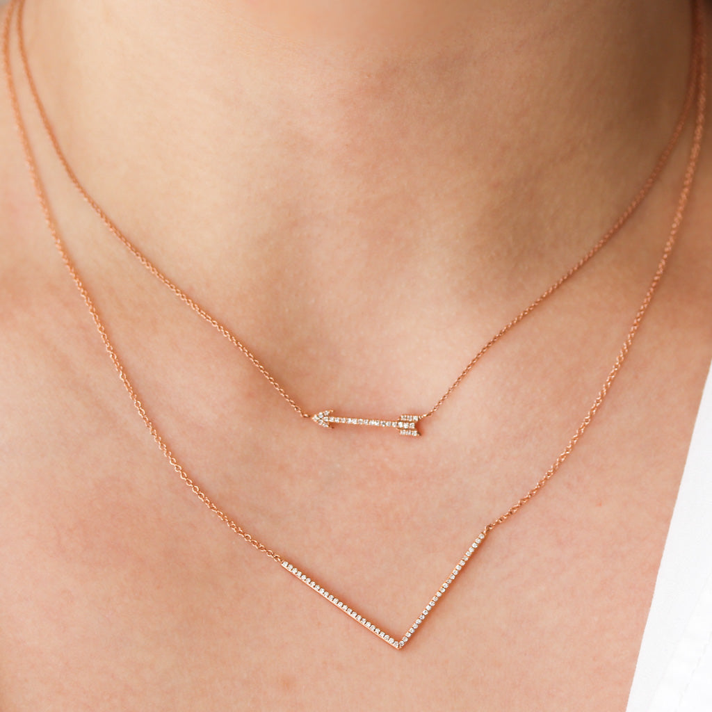 NFC - Diamond Chevron Necklace in Rose Gold